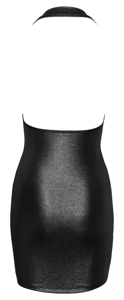 Rochie Mini Cottelli PARTY – Argintie, Lucioasă, cu Decolteu Waterfall și Halter - imagine 7
