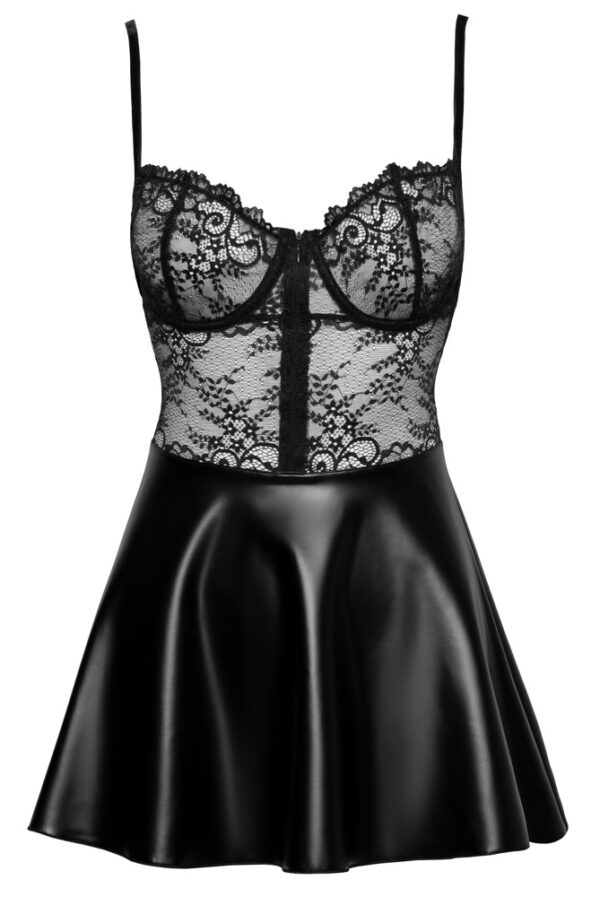 Noir Boudoir Stories Exclusive Rochie Scurtă cu Dantelă și Power Wet Look - imagine 4