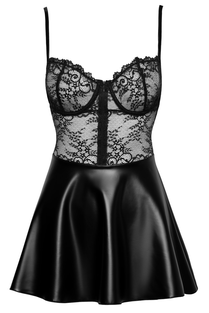 Noir Boudoir Stories Exclusive Rochie Scurtă cu Dantelă și Power Wet Look - imagine 4