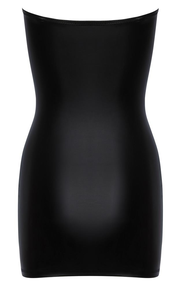 Rochie Mini Tube Cottelli PARTY – Neagră Matte Look, Fără Bretele și cu Șnururi Decorative - imagine 7