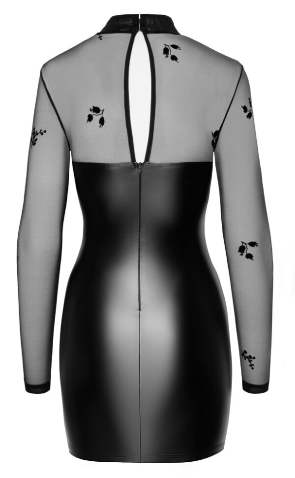 Rochie Noir Libido Exclusive Flock – Powerwetlook și Tulle Transparent, Neagră - imagine 7