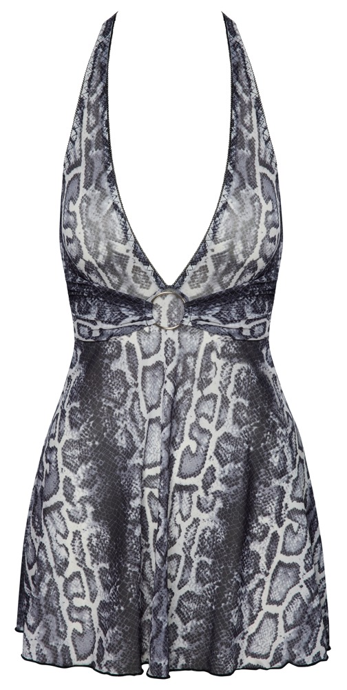 Rochie Cottelli LINGERIE Snake – Powernet Transparent cu Imprimeu Snake și Decolteu Halter - imagine 6