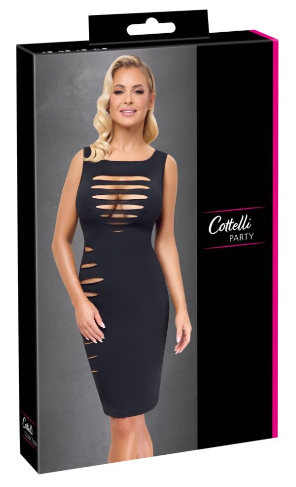 Rochie Cottelli PARTY Cuts BW – Neagră, Transparentă, cu Decupaje
