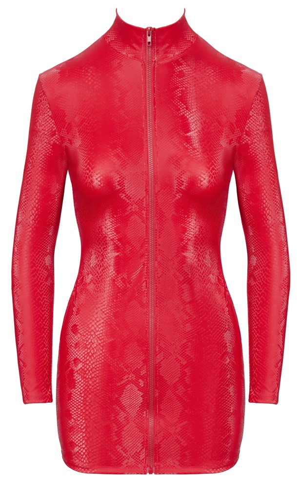 Rochie Cottelli PARTY – Roșie, Snake Look, Mulată și cu Fermoar Frontal - imagine 6