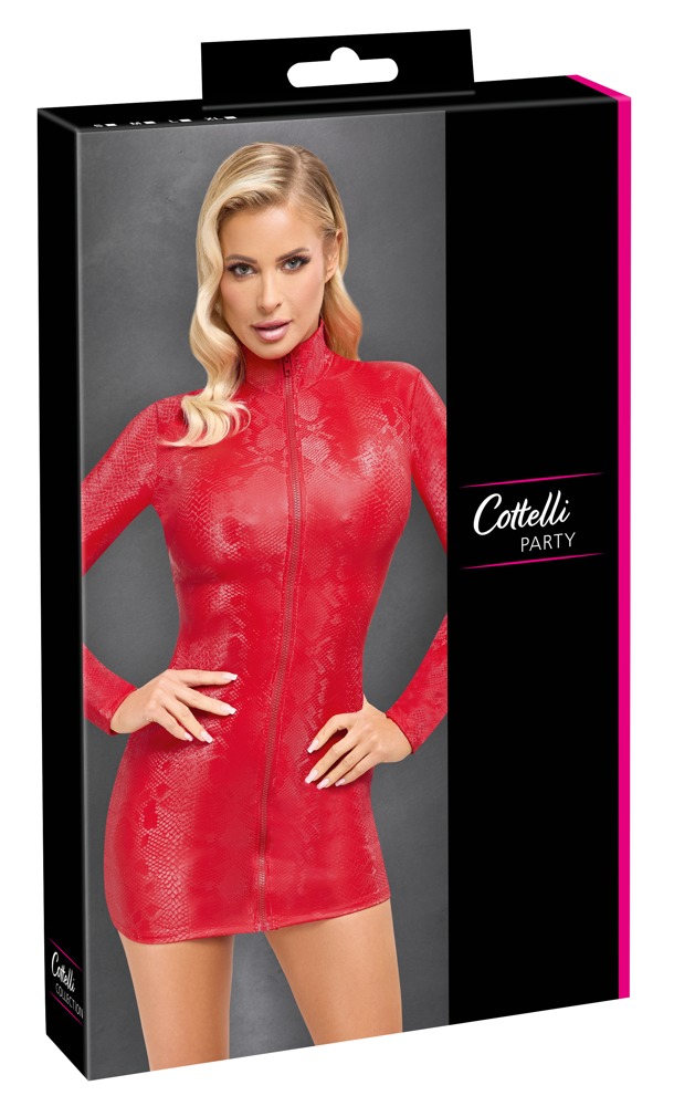 Rochie Cottelli PARTY – Roșie, Snake Look, Mulată și cu Fermoar Frontal