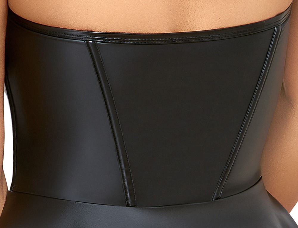 Rochie Mini Cottelli PARTY Hooks – Neagră Matte Look, Stil Corset și Fustă Evazată - imagine 6
