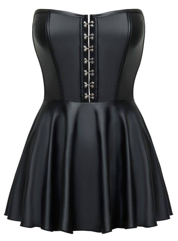 Rochie Mini Cottelli PARTY Hooks – Neagră Matte Look, Stil Corset și Fustă Evazată - imagine 7