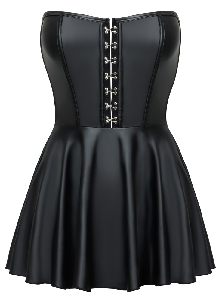 Rochie Mini Cottelli PARTY Hooks – Neagră Matte Look, Stil Corset și Fustă Evazată - imagine 7