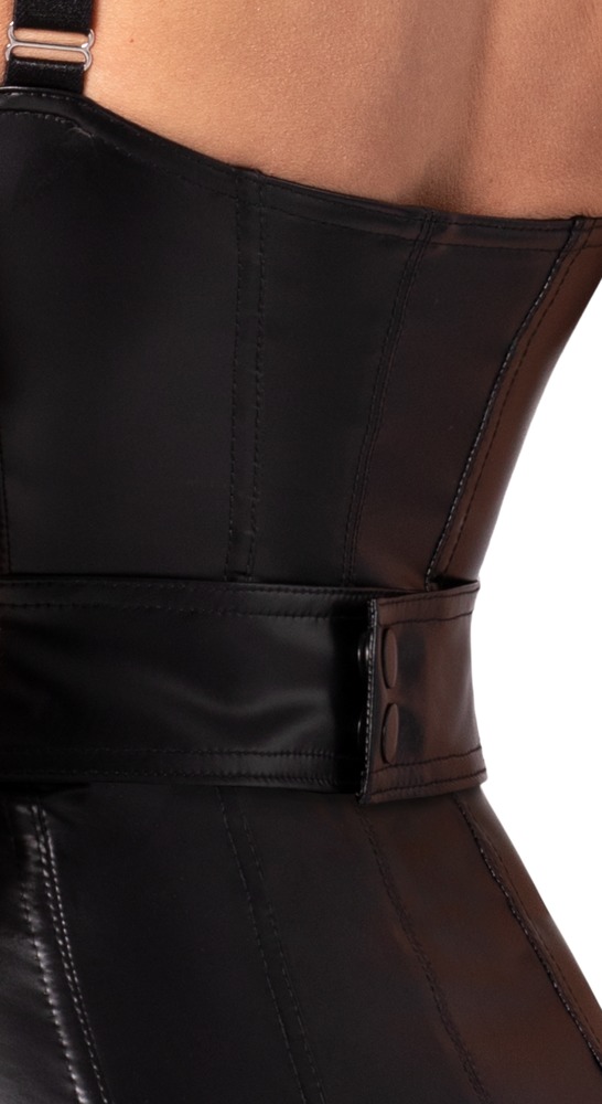 Noir Rochie Project Fetish Mini Neagră Powerwetlook cu Curea și Inel - imagine 8