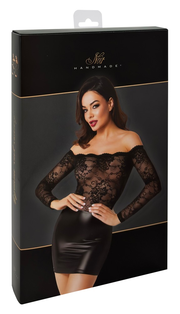 Rochie Noir Orgia Exclusive – Dantelă și Powerwetlook, Neagră