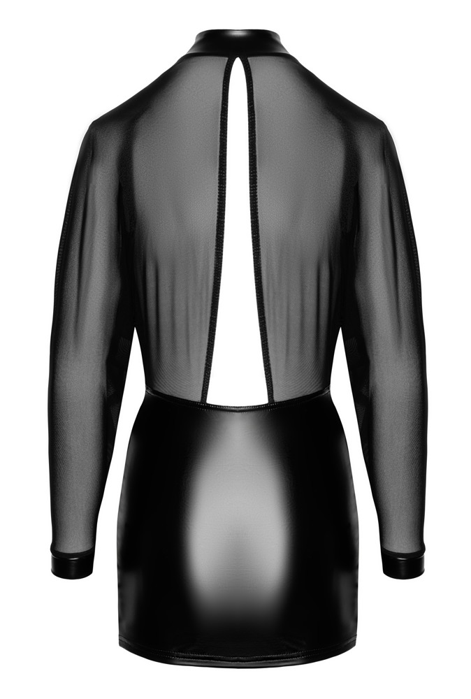 Rochie Noir Orgia din Tulle și Powerwetlook – Neagră, cu Mâneci Largi - imagine 7