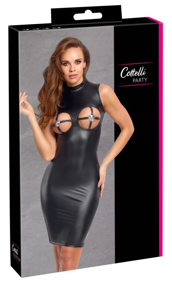 Rochie Cottelli PARTY Decoration – Neagră Matte Look, Mulată și Decupată
