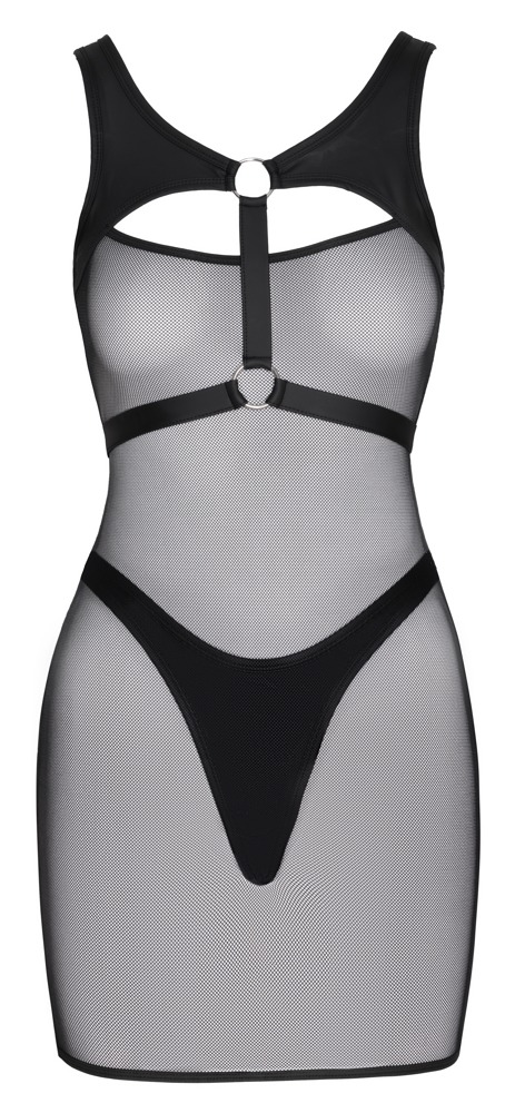 Rochie Mini Cottelli PARTY cu Tanga – Plasă Neagră și Harness Matte Look - imagine 6
