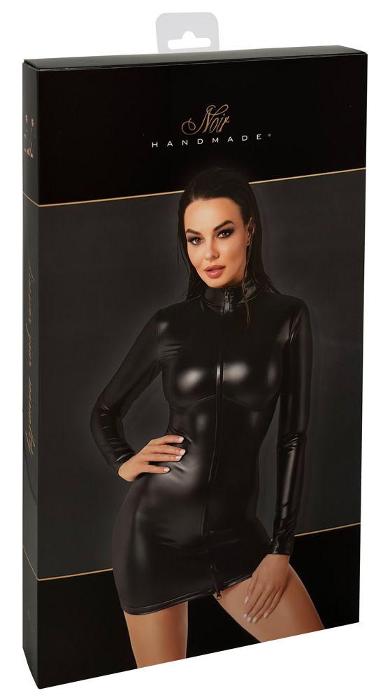Rochie Mini Noir Orgia Chimera – Neagră Powerwetlook, Mulată și cu Fermoar 3 Direcții