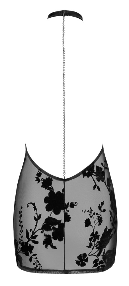 Noir Rochie Libido Neagră Transparentă din Tulle cu Lanț cu Strasuri - imagine 6