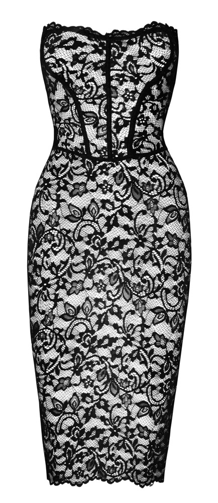 Rochie Noir Libido – Dantelă Florală Neagră, Mulată și cu Șnur la Spate - imagine 6