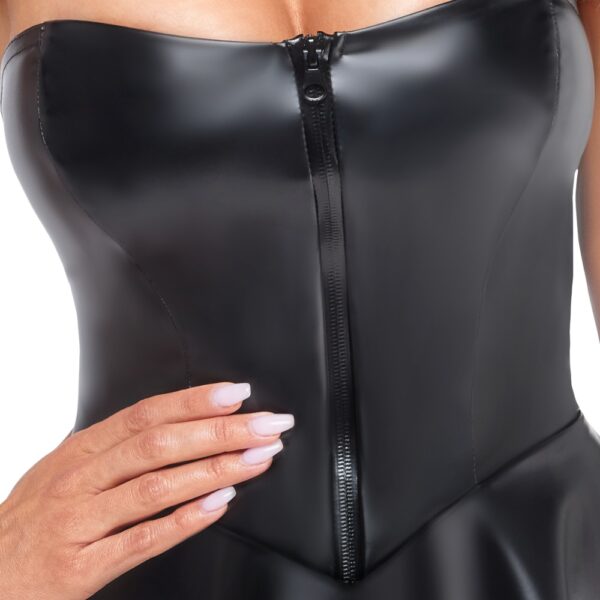 Noir Tube Rochie Libido Neagră Mini Powerwetlook cu Bretele - imagine 4