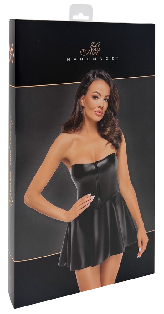 Noir Tube Rochie Libido Neagră Mini Powerwetlook cu Bretele