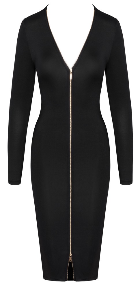 Rochie Cottelli PARTY Zip – Neagră, Mulată, cu Fermoar Auriu 2 Direcții - imagine 7