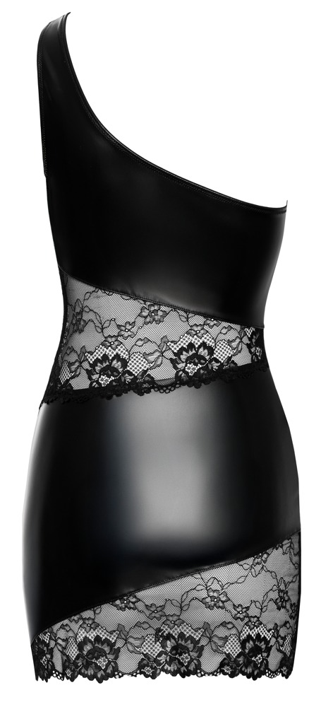 Rochie Mini Cottelli PARTY Asymmetrical – Matte Look și Dantelă, Neagră - imagine 6