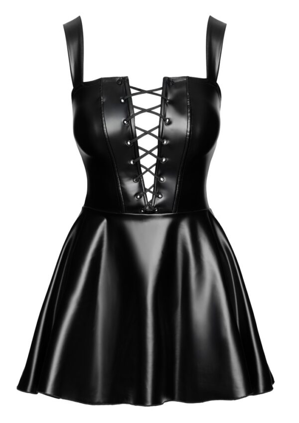 Rochie Mini Noir cu Șiret Frontal din Power Wetlook - imagine 6