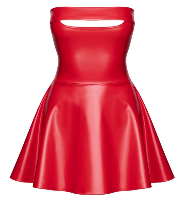Rochie Mini Noir – Roșu Aprins Powerwetlook, Fără Bretele și cu Decolteu Decupat - imagine 5