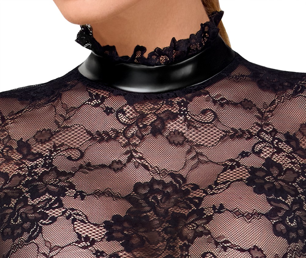Noir Rochie Kink Royal din Dantelă Neagră cu Detalii Powerwetlook - imagine 5