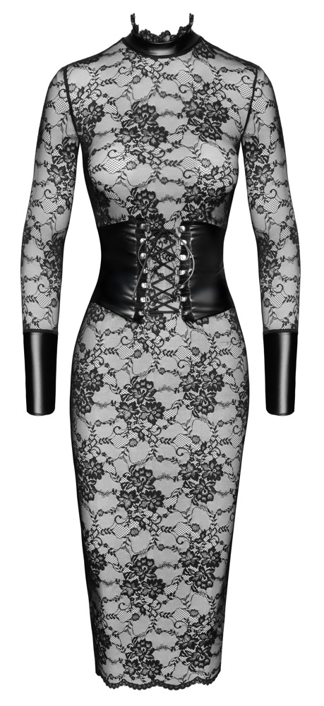 Noir Rochie Kink Royal din Dantelă Neagră cu Detalii Powerwetlook - imagine 8