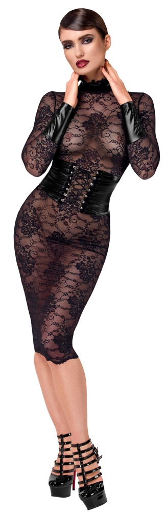 Noir Rochie Kink Royal din Dantelă Neagră cu Detalii Powerwetlook - imagine 3