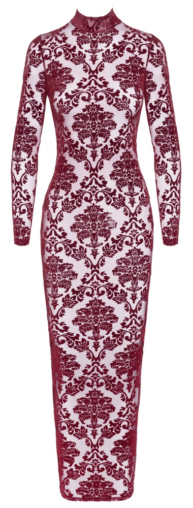 Noir Kink Royal Rochie Lungă Burgundy cu Mâneci Lungi și Decupaj la Spate - imagine 6