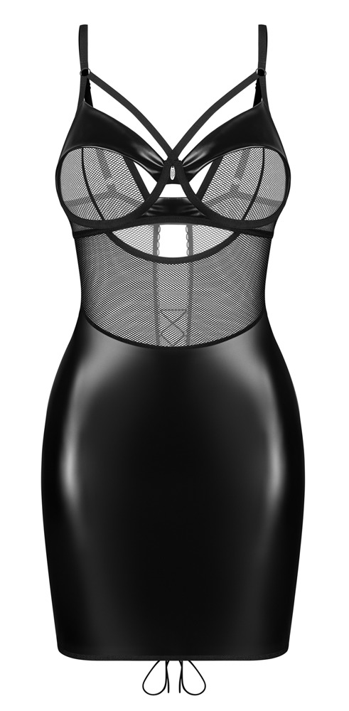 OBS Dominna – Rochie Chemise cu String Crotchless, Plasă și Wetlook - imagine 3