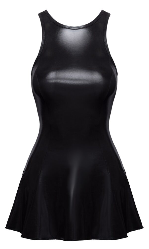 Rochie Mini Shiny Cottelli PARTY – Wetlook Negru, Mulată și Evazată - imagine 5