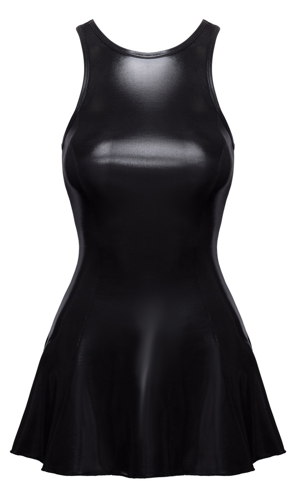Rochie Mini Shiny Cottelli PARTY – Wetlook Negru, Mulată și Evazată - imagine 5