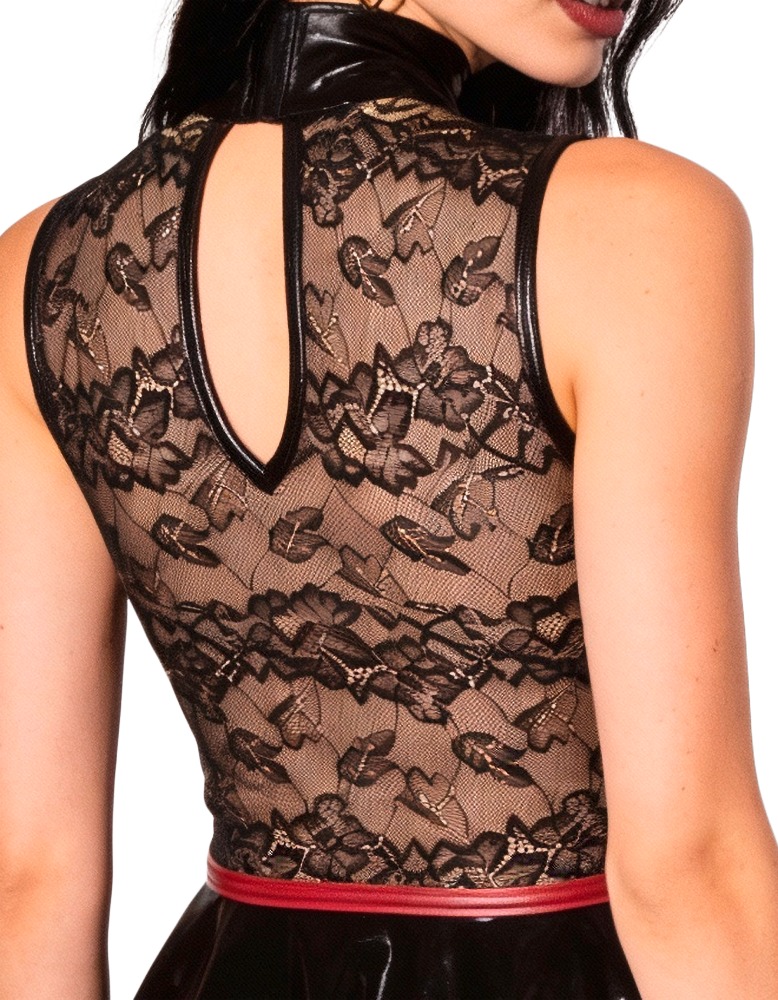 Rochie Cottelli PARTY Negru/Roșu – Wetlook Lucios și Dantelă - imagine 6