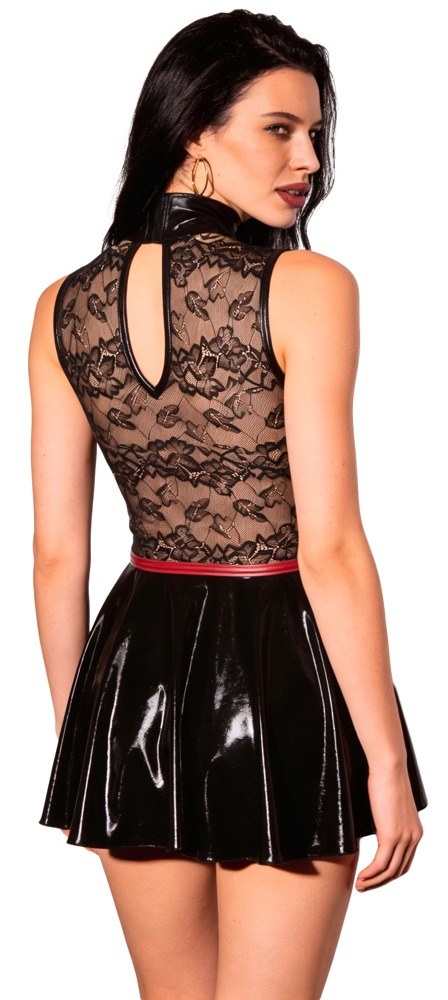 Rochie Cottelli PARTY Negru/Roșu – Wetlook Lucios și Dantelă - imagine 5