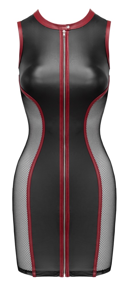 Rochie Mini Cottelli PARTY cu Inserții din Plasă – Negru/Roșu, Mulată și Elastică - imagine 7