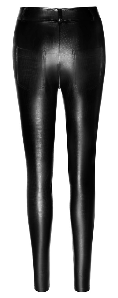 Pantaloni Snake Slim Fit cu Aspect Piele de Șarpe și Fermoar 2-Way - imagine 7