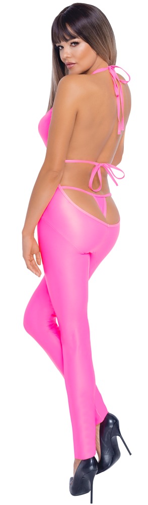 Salopetă Hot Roz Cottelli PARTY cu String – Neon, Lucioasă și Decupată - imagine 5