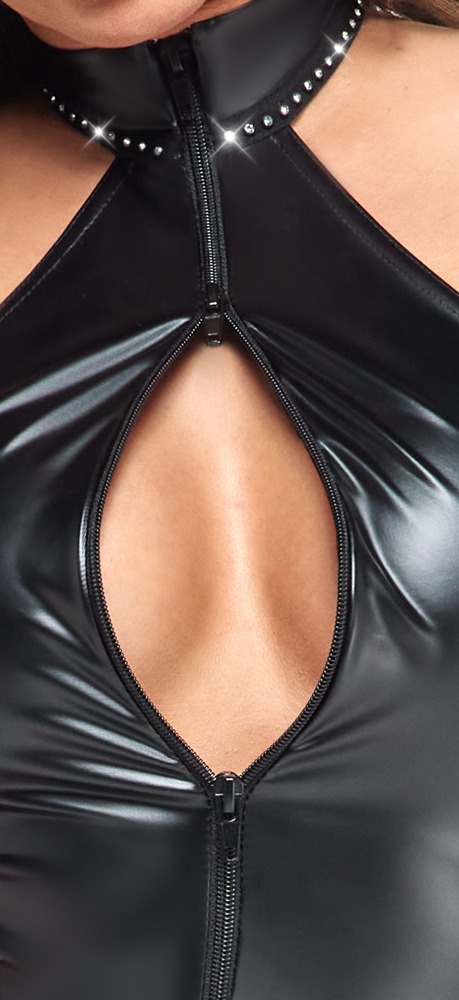 Salopetă Noir Libido Exclusive – Powerwetlook Negru cu Strasuri - imagine 5