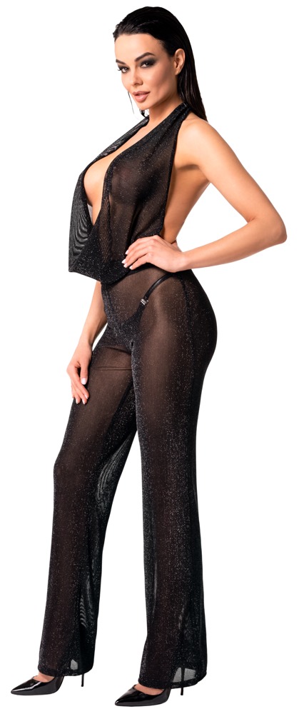 Salopetă Noir Orgia din Tulle – Neagră, Transparentă și Elastică - imagine 3