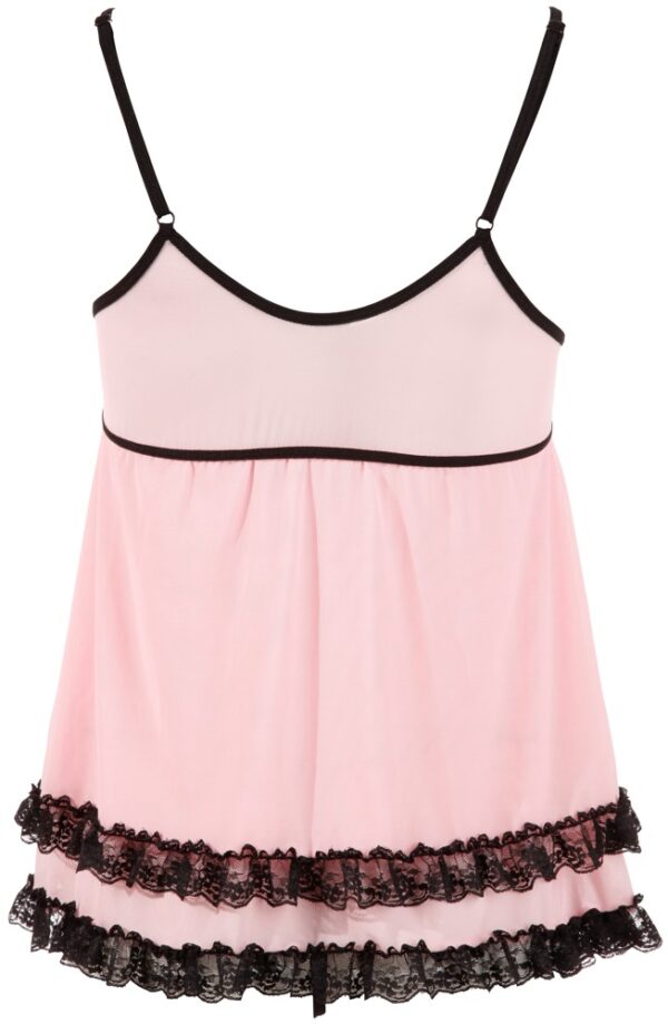 Babydoll Roz cu String – Powernet Dublu și Detalii din Dantelă - imagine 7