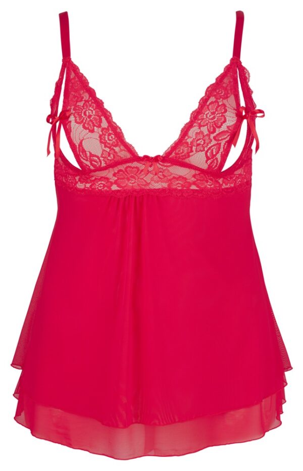 Babydoll Roșu – Cupe din Dantelă, Șnururi Decorative și Fustă Powernet - imagine 7
