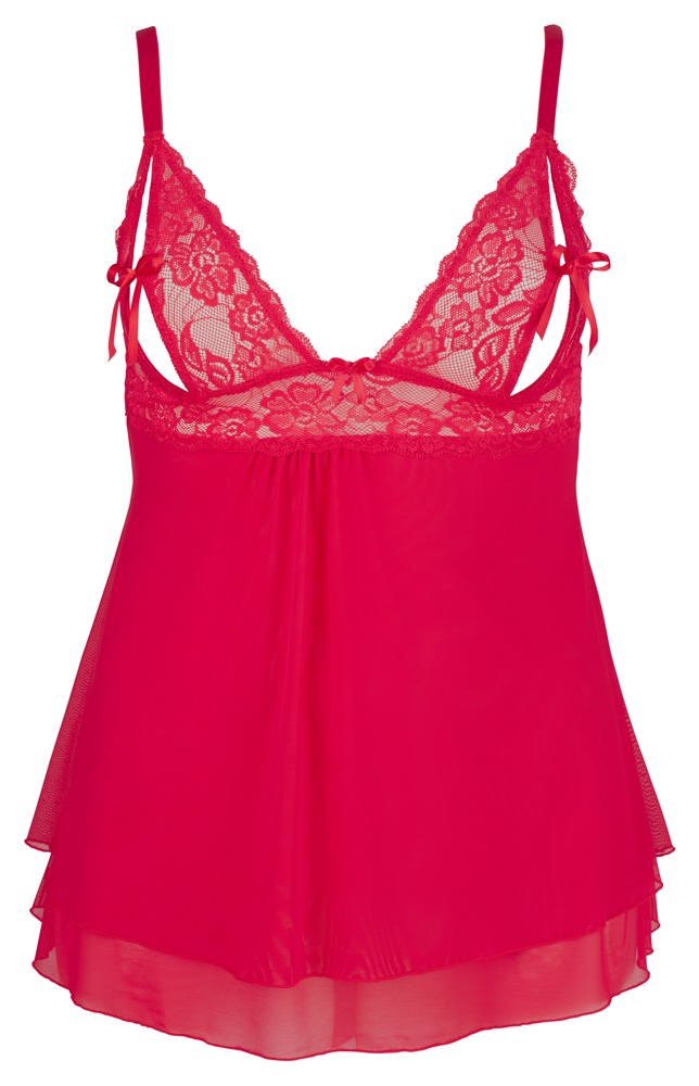 Babydoll Roșu – Cupe din Dantelă, Șnururi Decorative și Fustă Powernet - imagine 7