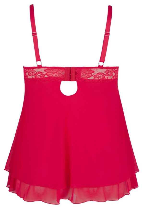 Babydoll Roșu – Cupe din Dantelă, Șnururi Decorative și Fustă Powernet - imagine 8