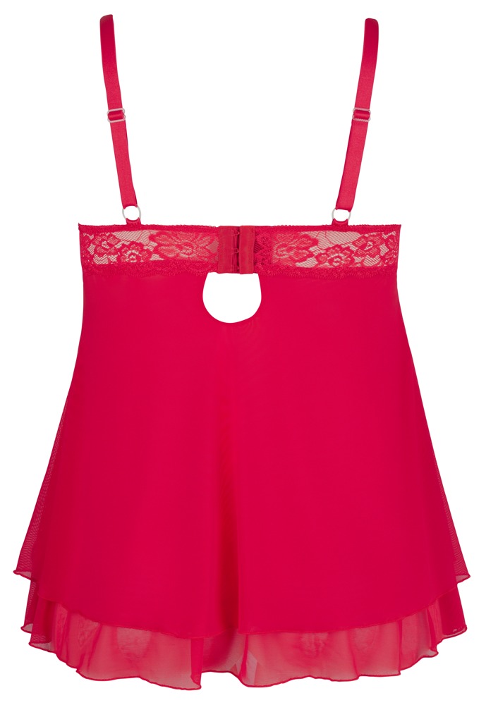 Babydoll Roșu – Cupe din Dantelă, Șnururi Decorative și Fustă Powernet - imagine 8