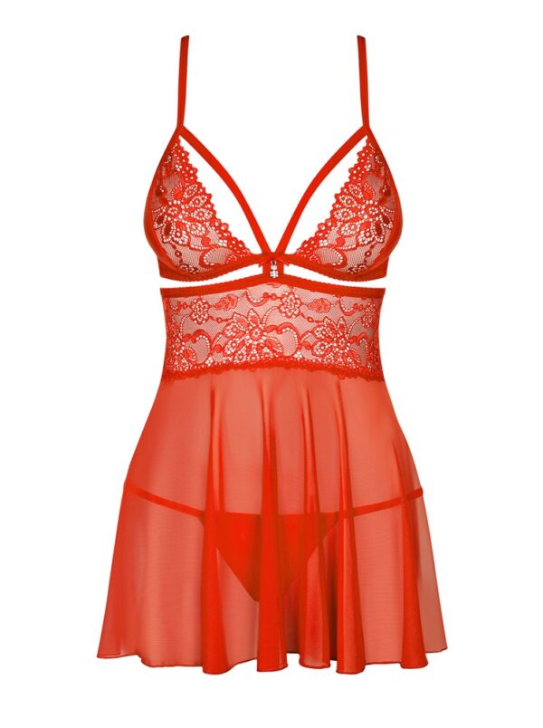 OBS Babydoll Roșu cu Tanga - imagine 5