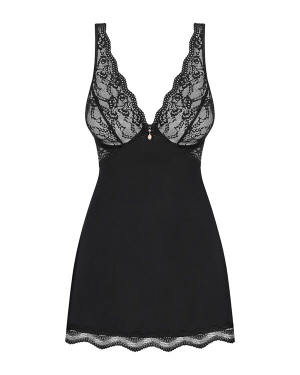 Obsessive Luvae Babydoll Negru cu Sutien cu Armătură și Tanga - imagine 5