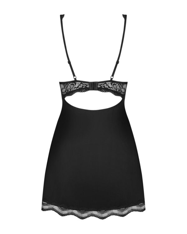 Obsessive Luvae Babydoll Negru cu Sutien cu Armătură și Tanga - imagine 6