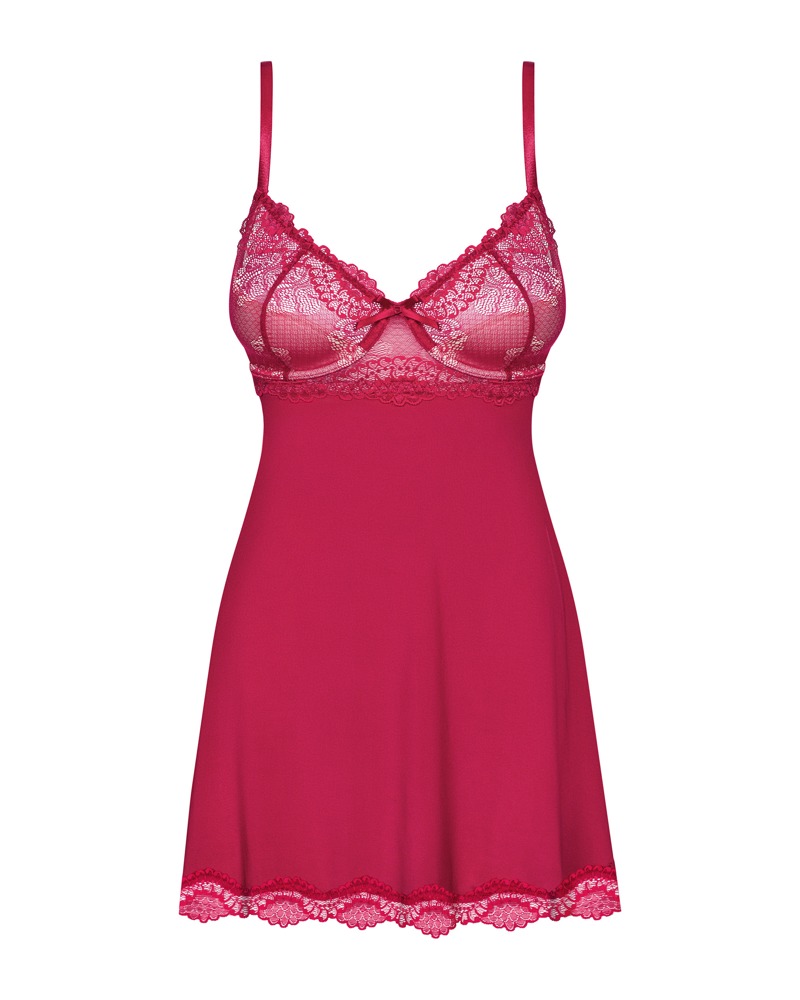 Obsessive Rosalyne Babydoll S/M Vișiniu din Dantelă cu Sutien Buretat - imagine 3