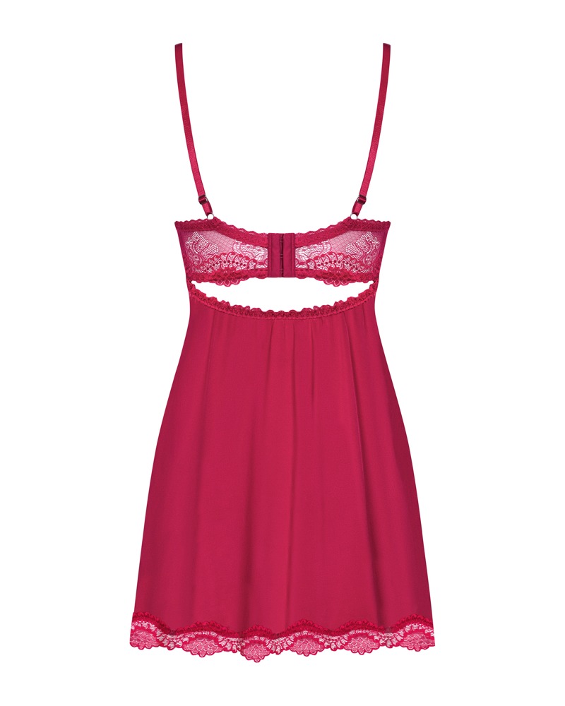 Obsessive Rosalyne Babydoll S/M Vișiniu din Dantelă cu Sutien Buretat - imagine 4